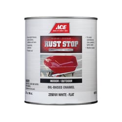 Ace Rust Stop Indoor and Outdoor Flat White Oil-Based Enamel Rust Prevention Paint 1 qt