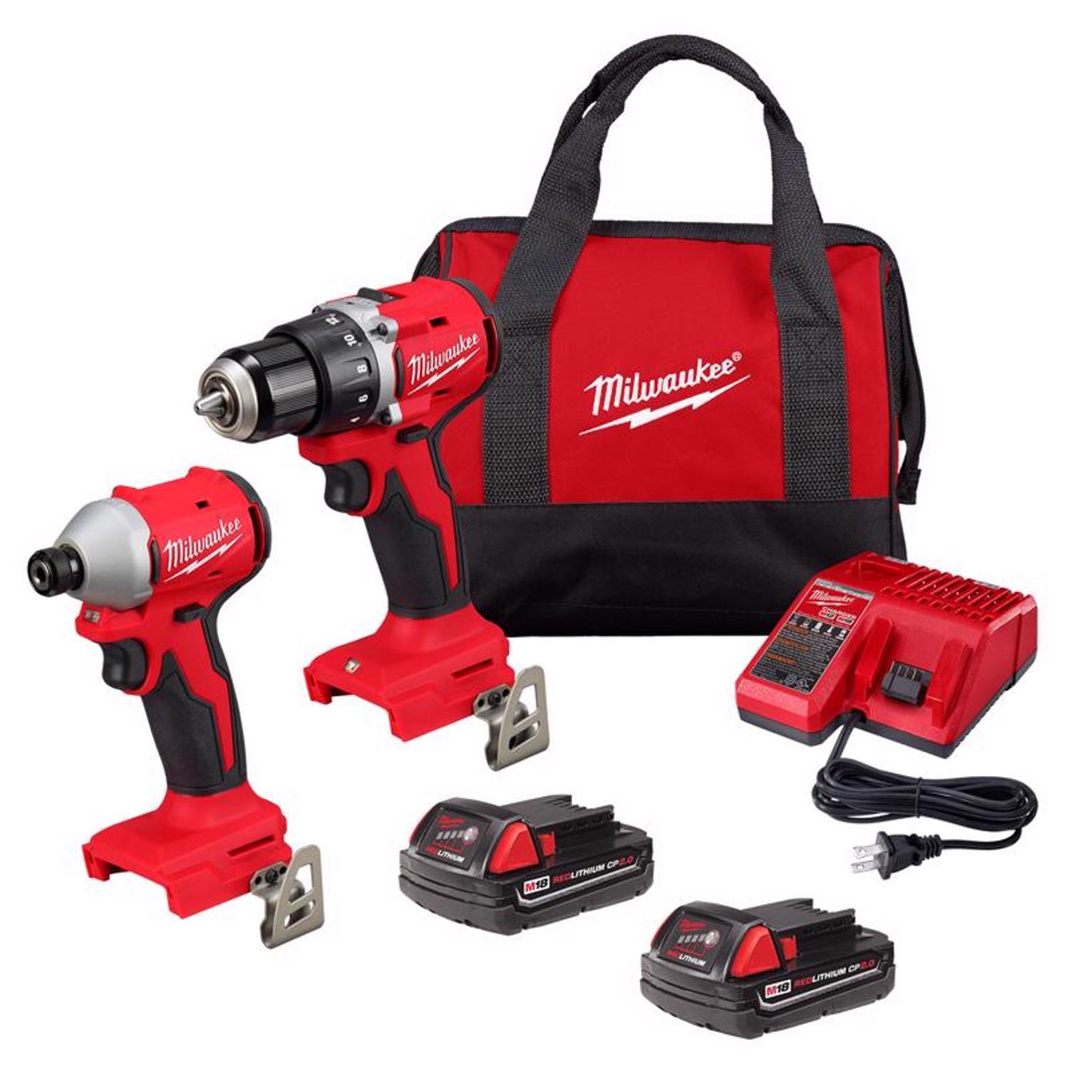 Milwaukee M18 Compact Cordless Brushless 2 Tool Combo Kit -  3692-22CT