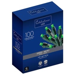 Celebrations Blue LED Micro/5mm Green 100 ct String Christmas Lights 24.5 ft.