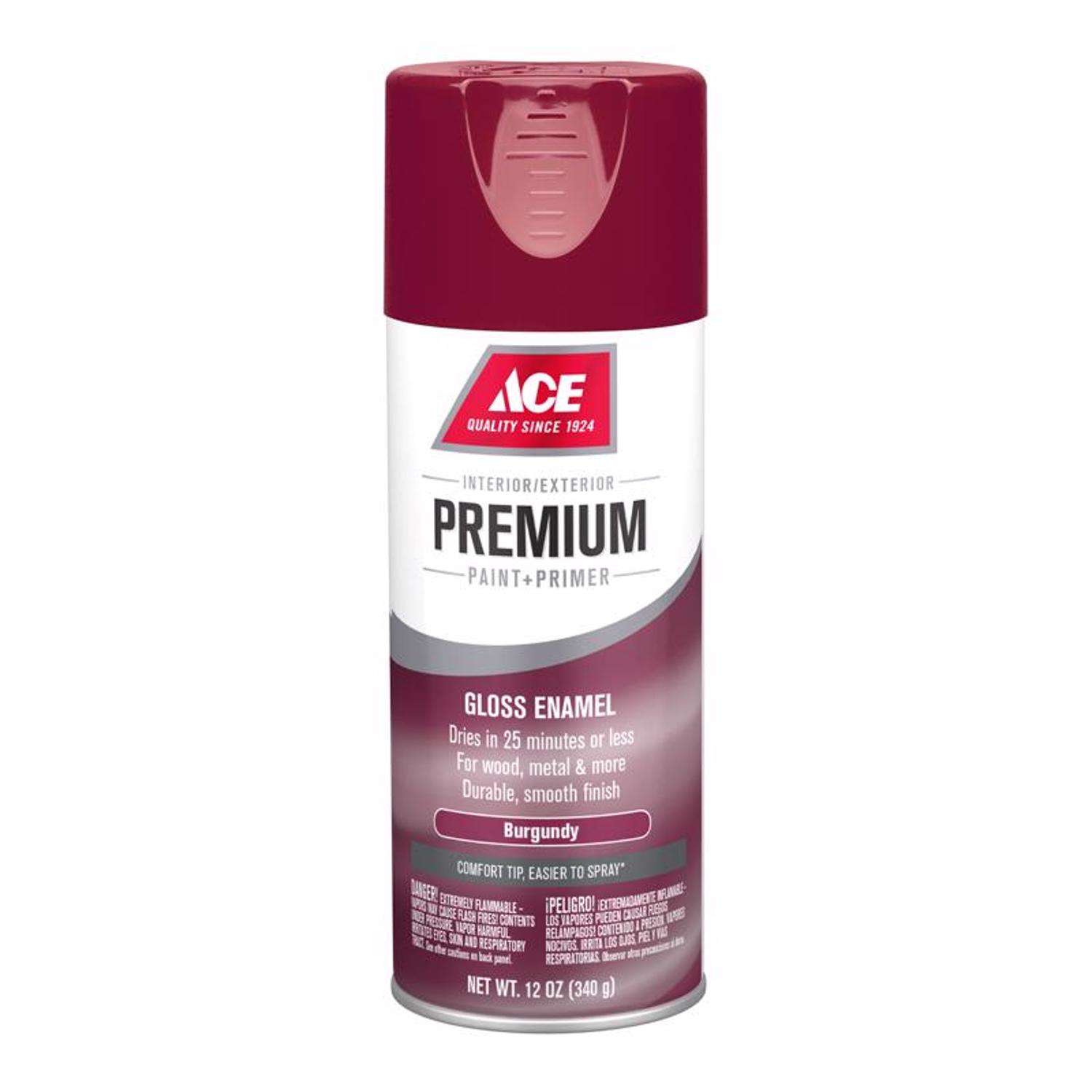 Ace Premium Gloss Burgundy Paint Primer Enamel Spray 12 oz
