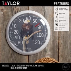 Taylor Eagle Dial Thermometer Plastic Multicolored 13.25 in.
