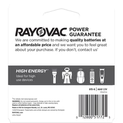 Rayovac High Energy AA Alkaline Batteries 8 pk Carded