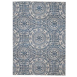 Linon Home Decor Cenyon 7 ft. W X 9 ft. L Blue/Cream Coastal Polyester Accent Rug