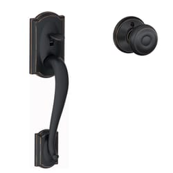 Schlage Camelot Aged Bronze Entry Handleset 1.8 in.