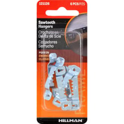 HILLMAN Steel Zinc Silver Push Pin Self-Leveling Hanger 6 pk