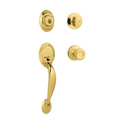 Kwikset SmartKey Dakota/Tylo Polished Brass Entry Handleset KW1 1-3/4 in.