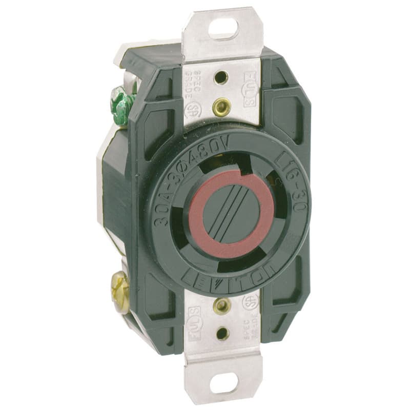 02730-000 Leviton V-O-Max 30 amps 480 V Black Outlet L16-30R sku 02730-000