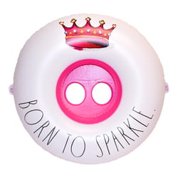 CocoNut Float Rae Dunn Pink/White Vinyl Inflatable Born To Sparkle Baby Float