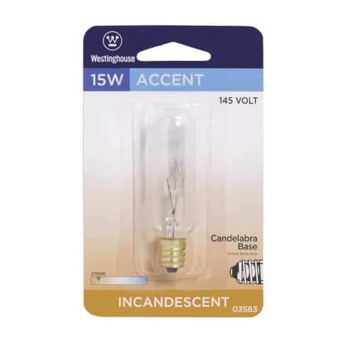 Pack of 6) 15T6/CL - 15 Watt T6 Clear Tubular - 120 Volt - Candelabra (E12)  Base - Incandescent Light Bulb - Light Bulbs