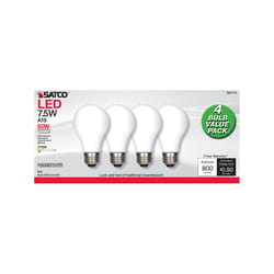 Satco . A19 E26 (Medium) Filament LED Bulb Warm White 60 Watt Equivalence 4 pk