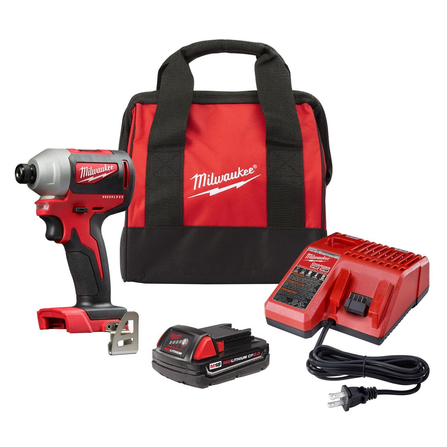 Milwaukee M18 18 V 1/4 in. Cordless Brushless Impact Driver Kit (Battery & Charger)