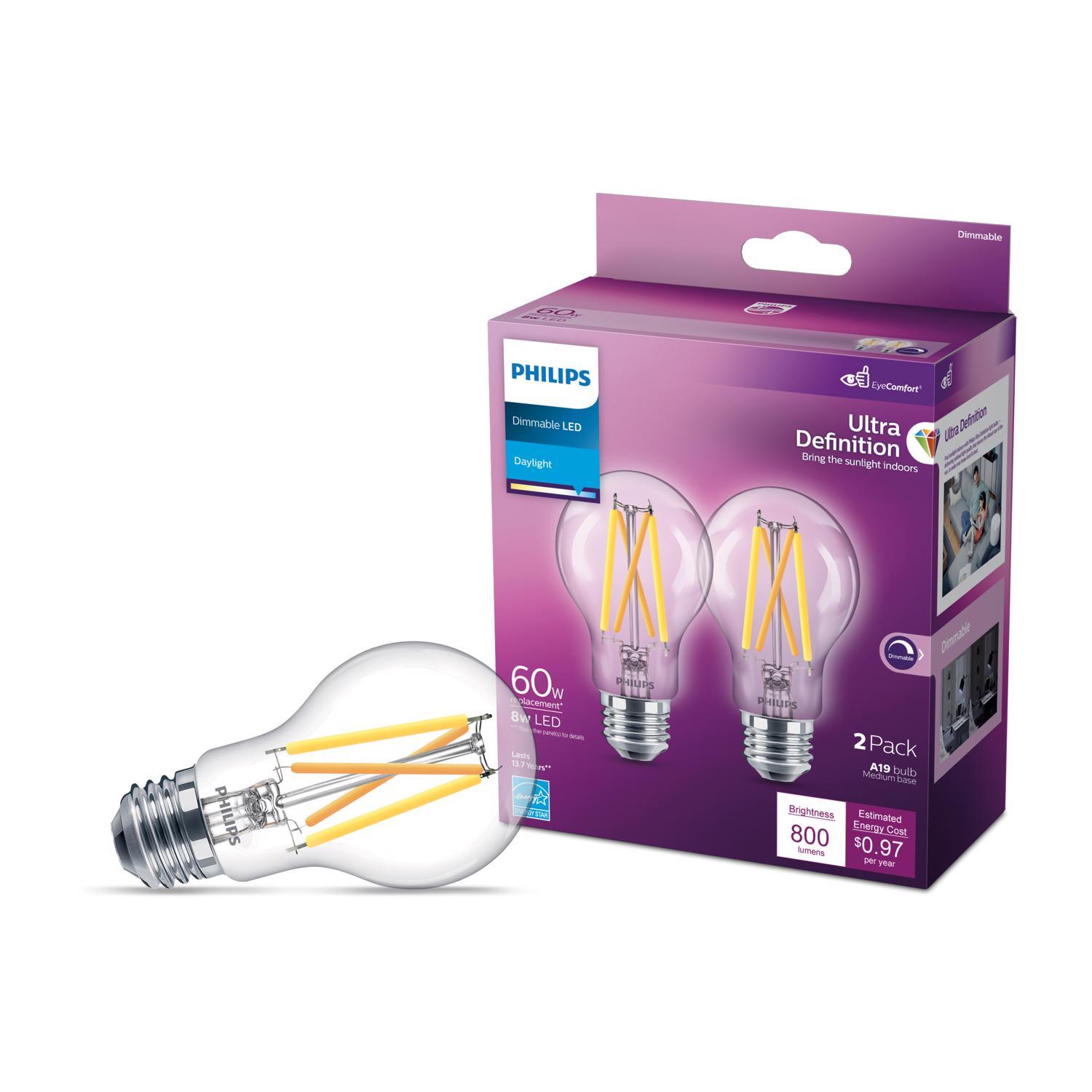 Photos - Light Bulb Philips Ultra Definition A19 E26  LED Bulb Daylight 60 Watt Equiva (Medium)