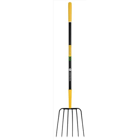 John Deere 6 Tine Steel Manure Fork 48 in. Fiberglass Handle - Ace Hardware