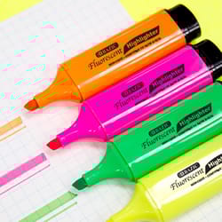 Bazic Products Neon Color Assorted Chisel Tip Highlighter 3 pk