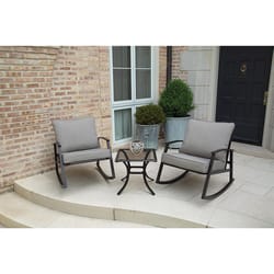 Living Accents Burlington 3 pc Black Steel Bistro Set Gray