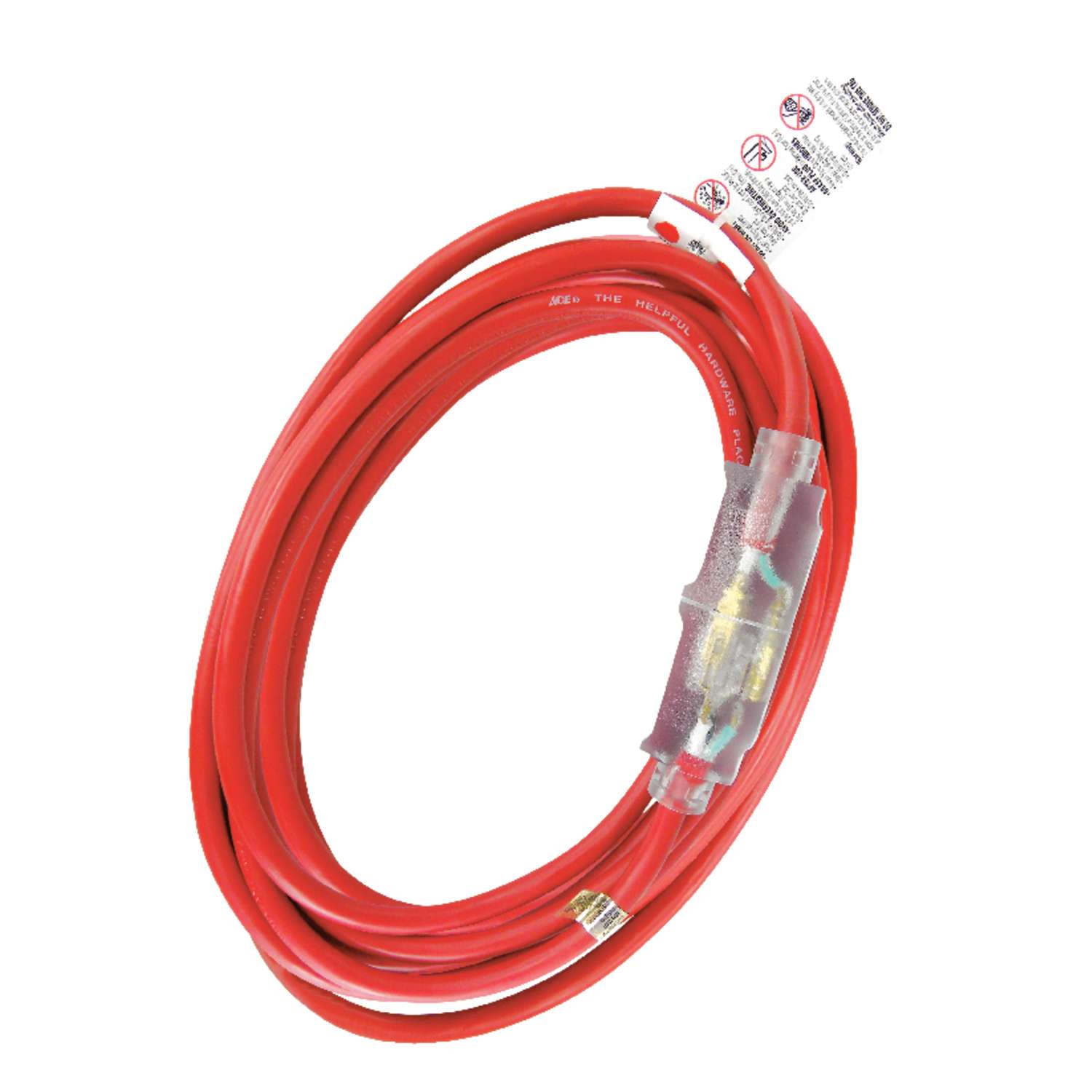 Ace Outdoor 25 ft. L Red Extension Cord 12/3 SJTOW - Ace Hardware