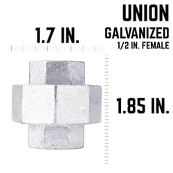 STZ Industries 1/2 in. FIP each X 1/2 in. D FIP Galvanized Malleable Iron Union