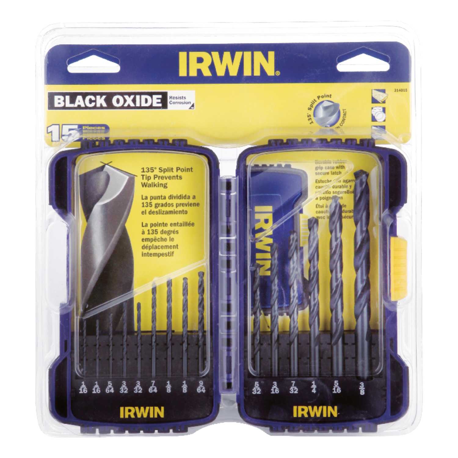 Irwin Multi Size Dia. x Multiple L Black Oxide Drill Bit Set Straight