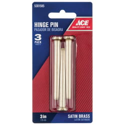 Ace 3 in. L Satin Brass Hinge Pin 3 pk