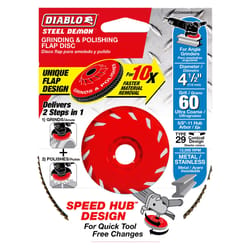 Diablo Steel Demon 4-1/2 in. D X 5/8 in. Zirconia Speed Hub Thread Arbor Flap Disc 60 Grit 1 pk