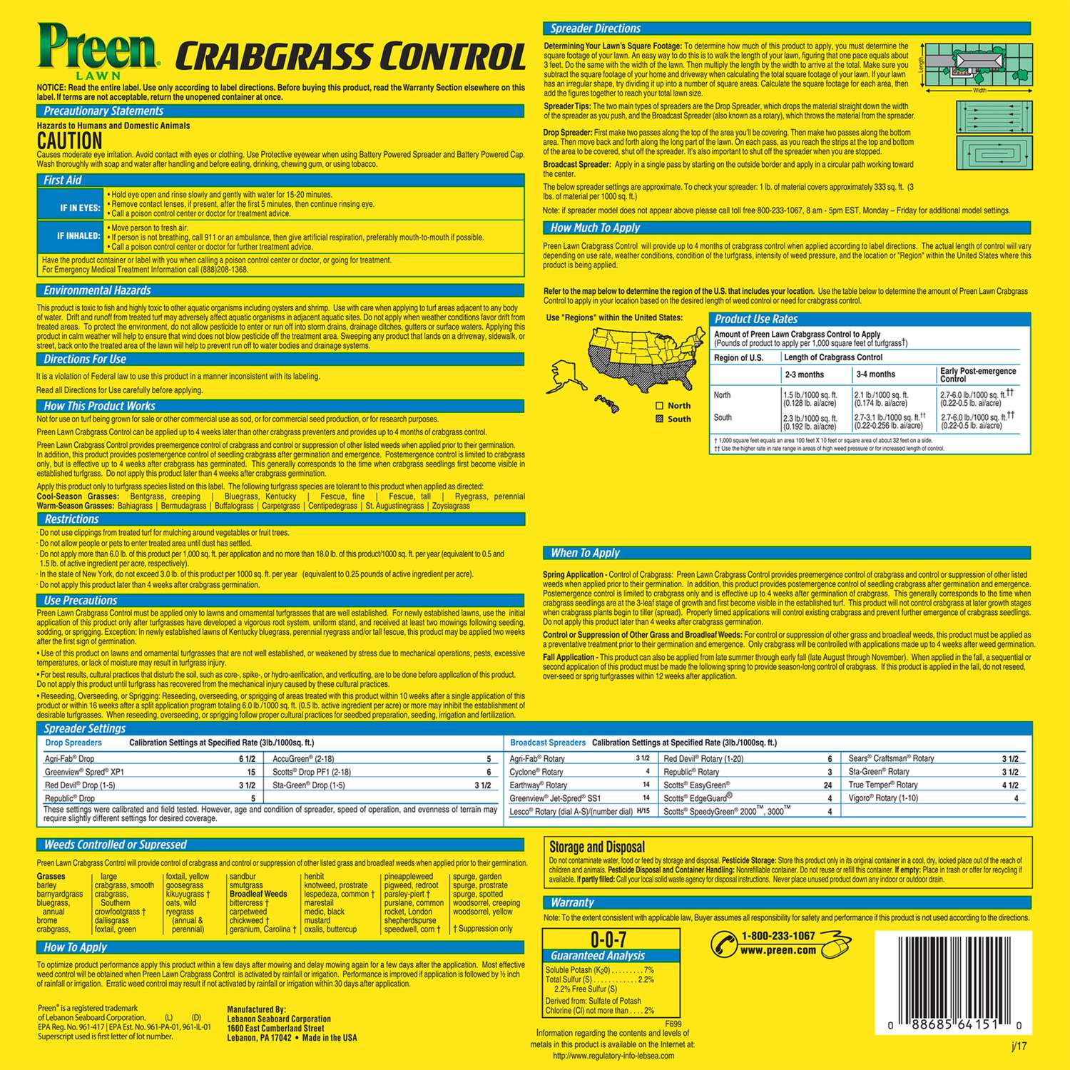 Preen Crabgrass Control Granules 15 lb Preen Crabgrass Control Granules 15 lb