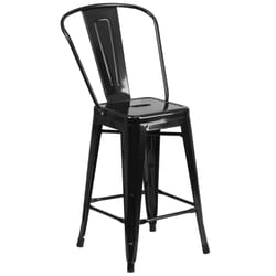 Flash Furniture 1 pc Black Galvanized Steel Contemporary Bar Stool