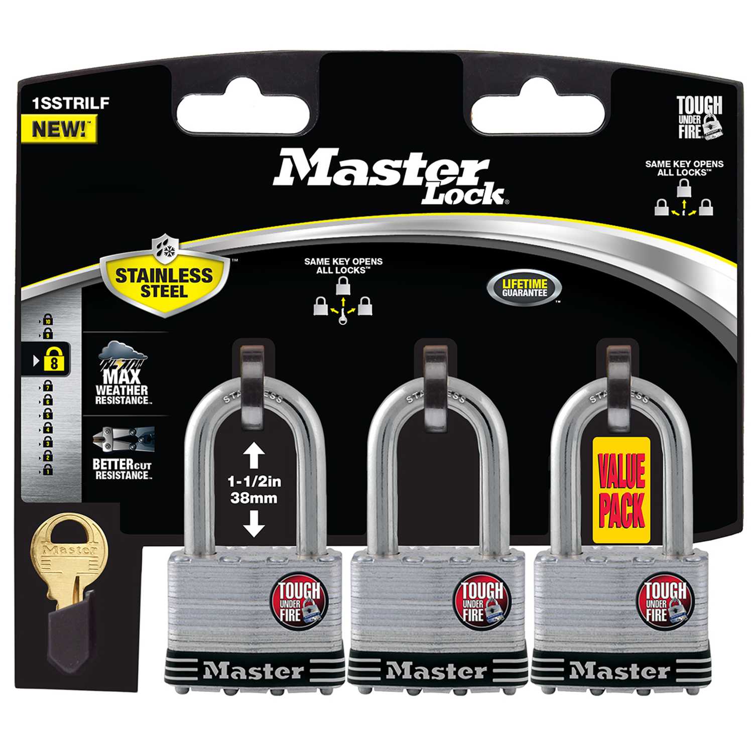 Master Lock 13/4 in. W Stainless Steel 4Pin Cylinder Padlock Ace