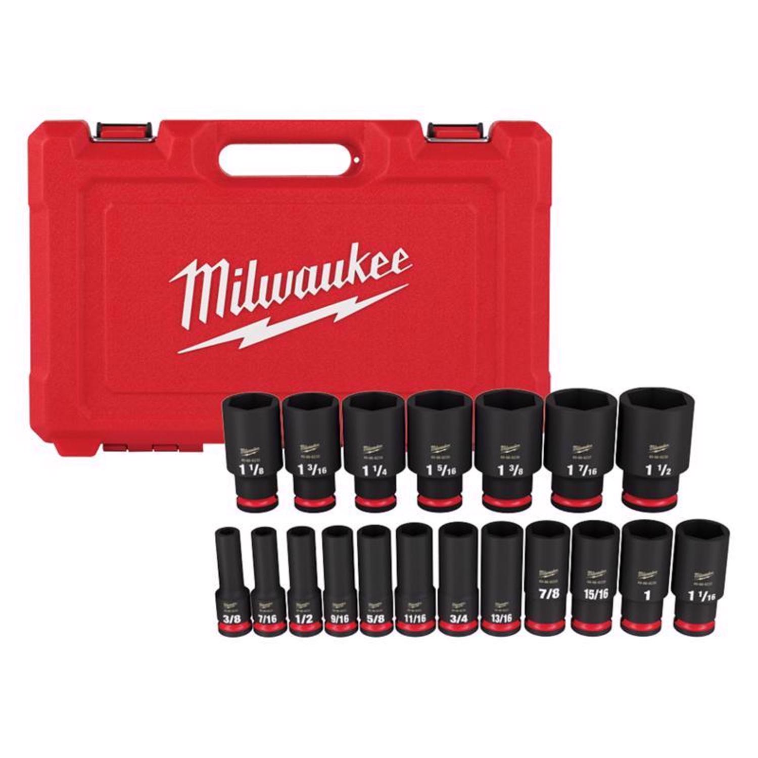 Photos - Tool Box Milwaukee ShockWave 1/2 in. drive SAE 6 Point Deep Impact Rated Socket Set 