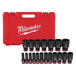 Milwaukee ShockWave 1/2 in. drive SAE 6 Point Deep Impact Rated Socket Set 19 pc