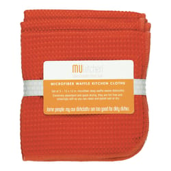 Mu Kitchen Orange Microfiber Waffle Weave Dish Cloth 3 pk