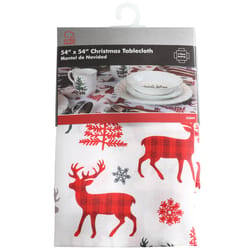 Chef Craft Multicolored Deer and Trees Cotton Tablecloth 54 in. 54 in.
