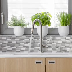 Smart Tiles 9.36 in. W X 9.73 in. L Gray/White Mosaic Vinyl Adhesive Wall Tile 4 pc