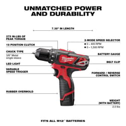 Milwaukee M12 Cordless Brushed 5 Tool Combo Kit