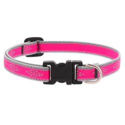 Lupine Pet Reflective Pink Diamond Nylon Dog Adjustable Collar