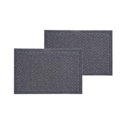 Superio Brand 24 in. W X 35 in. L Gray Chevron Coir/Rubber Door Mat