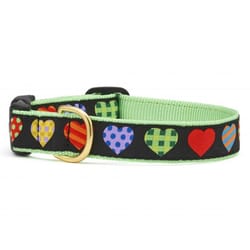 Up Country Black Colorful Hearts Nylon Dog Collar Medium