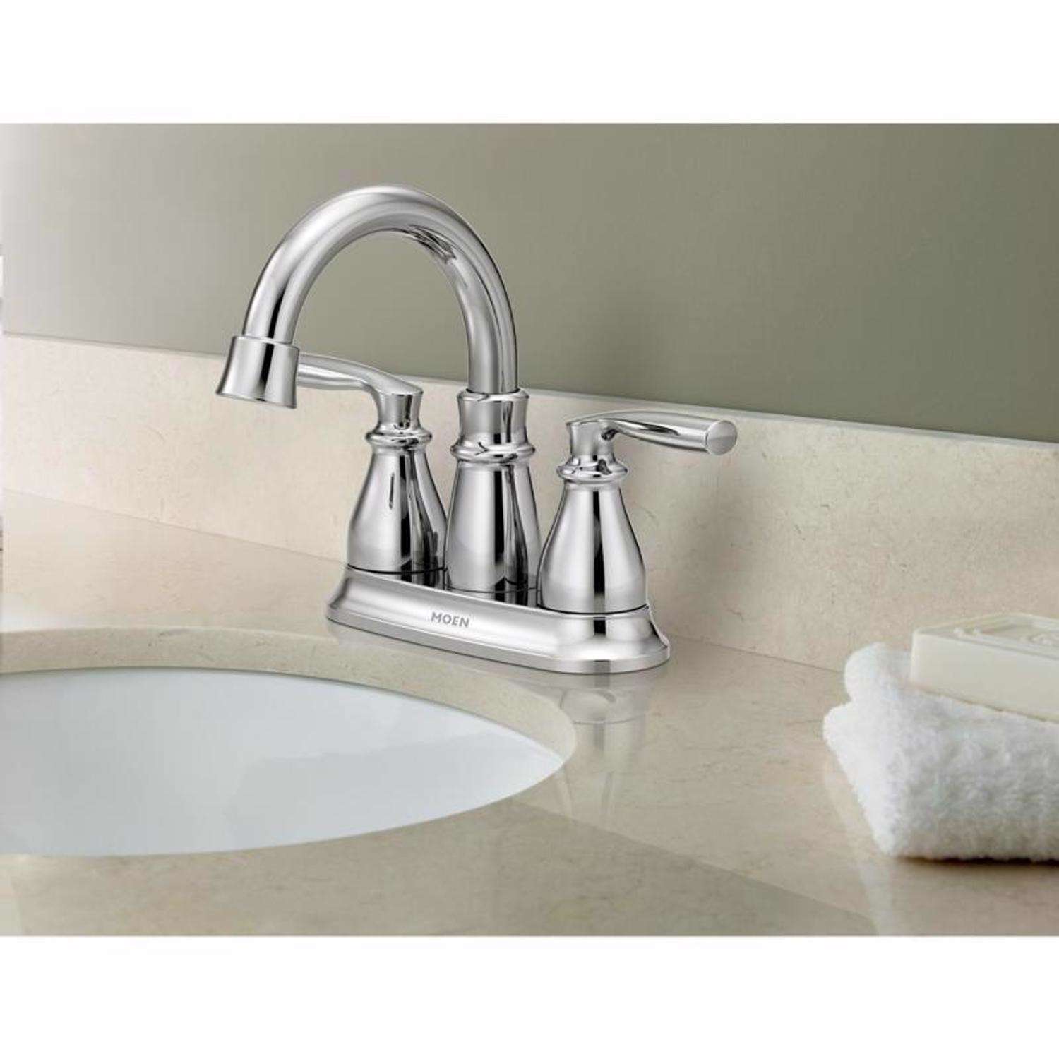 Moen Hilliard Chrome Two Handle Lavatory Faucet 4 in.