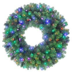 Celebrations Platinum 48 in. D LED Prelit Multicolored Mixed Pine Wreath