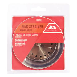 Ace 3-1/2 in. D Brushed Nickel Brass Sink Strainer Silver