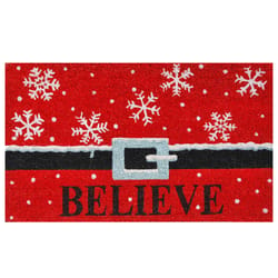 Home & More 1.42 W X 2.42 L Red Christmas Believe Coir Door Mat