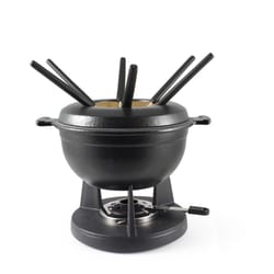 Matte Swissmar Lucerne Black 2 qt Cast Iron Fondue Set