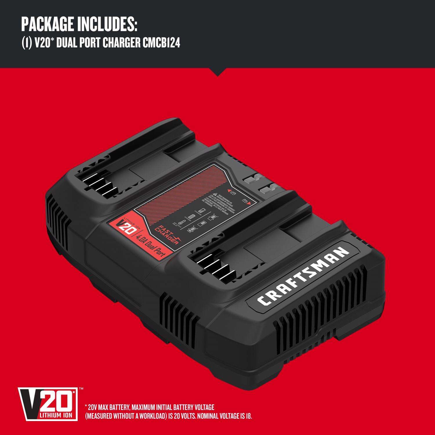 CMCB124 Dual Port V20 Battery Fast Charger Replacement for