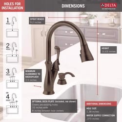 Delta Arabella One Handle Bronze Pull-Down Kitchen Faucet Side Sprayer Included