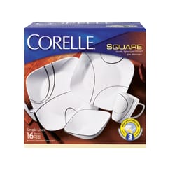 Corelle White Glass Simple Lines Dinnerware Set Assortment in. D 16 pc