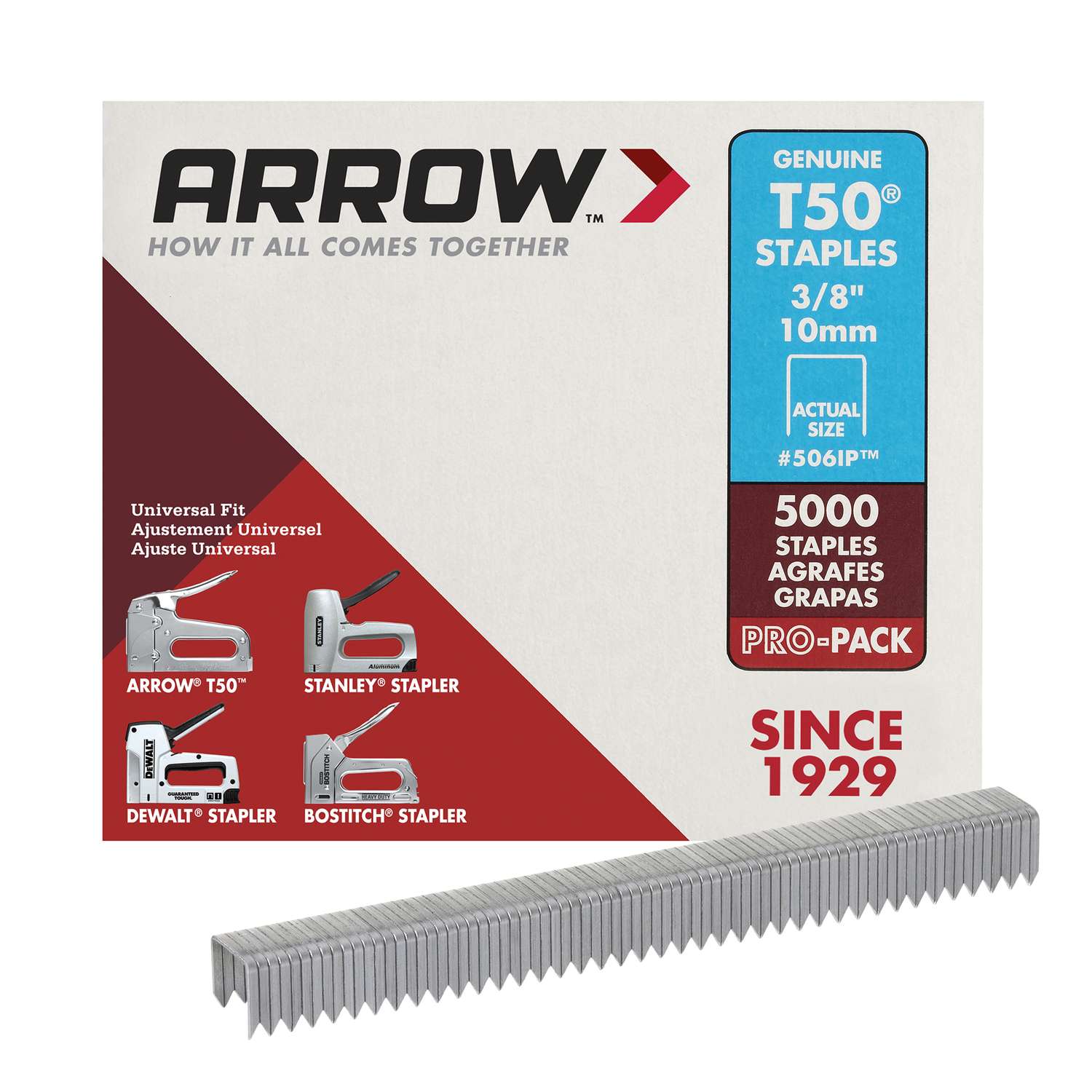 Arrow Fastener #606 Wide Crown 3/8" 10mm 1000 Per Pack 10 Packs 10,000 Staples 