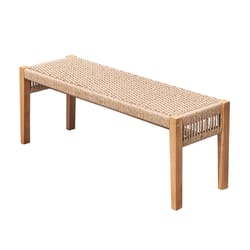 Azen Mauricio Brown Wood Outdoor Bench 16 in. H X 48 in. L X 15 in. D