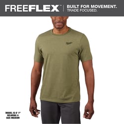 Milwaukee M Short Sleeve Men's Crew Neck Green Hybrid Work Tee Shirt
