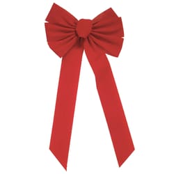 Holiday Trims Red 7 Loop Christmas Christmas Bow 12 in.