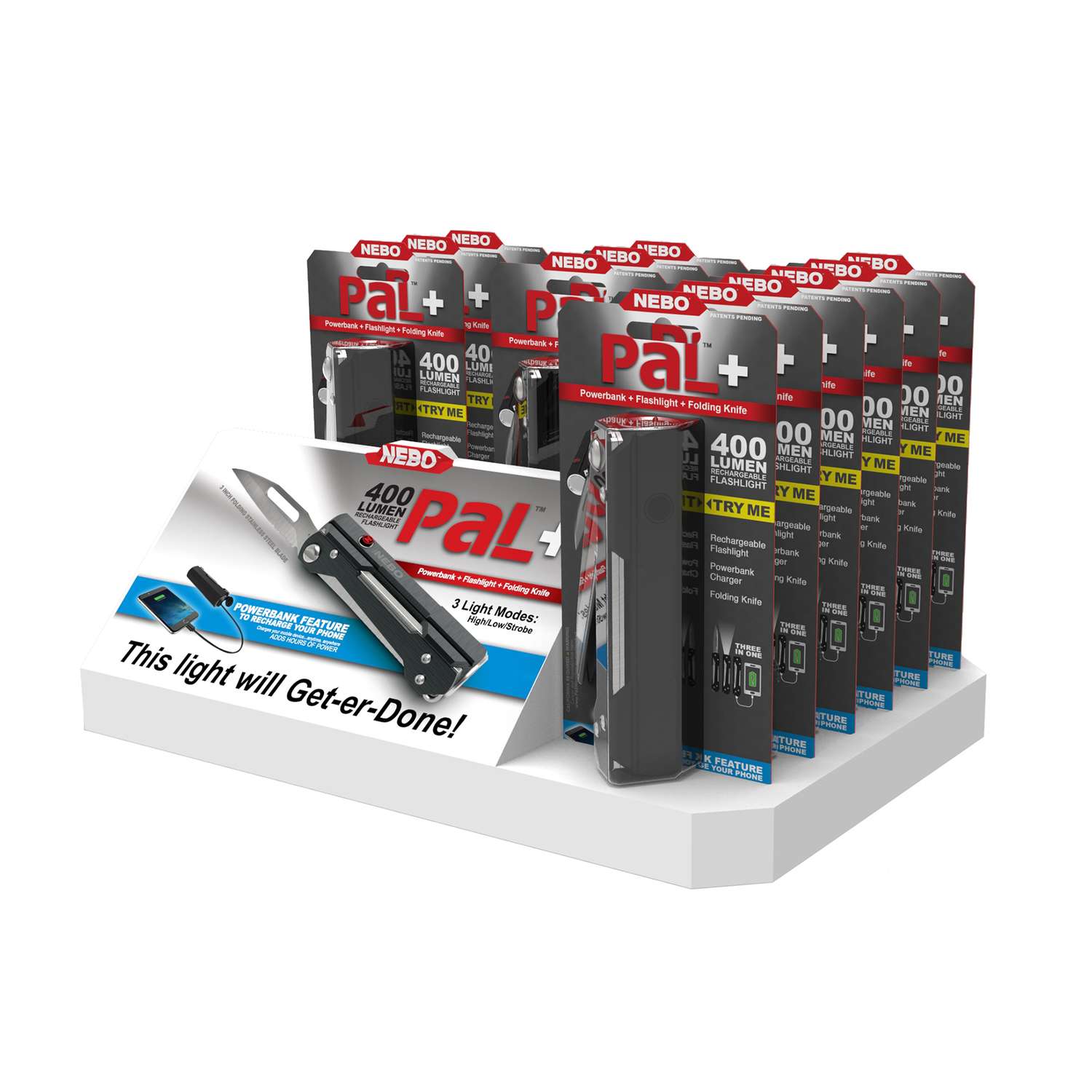 Nebo PAL+ 400 lumens Black/Silver LED Flashlight, Power Bank and