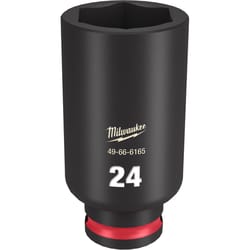 Milwaukee Shockwave 24 mm X 3/8 in. drive Metric 6 Point Deep Impact Socket 1 pc